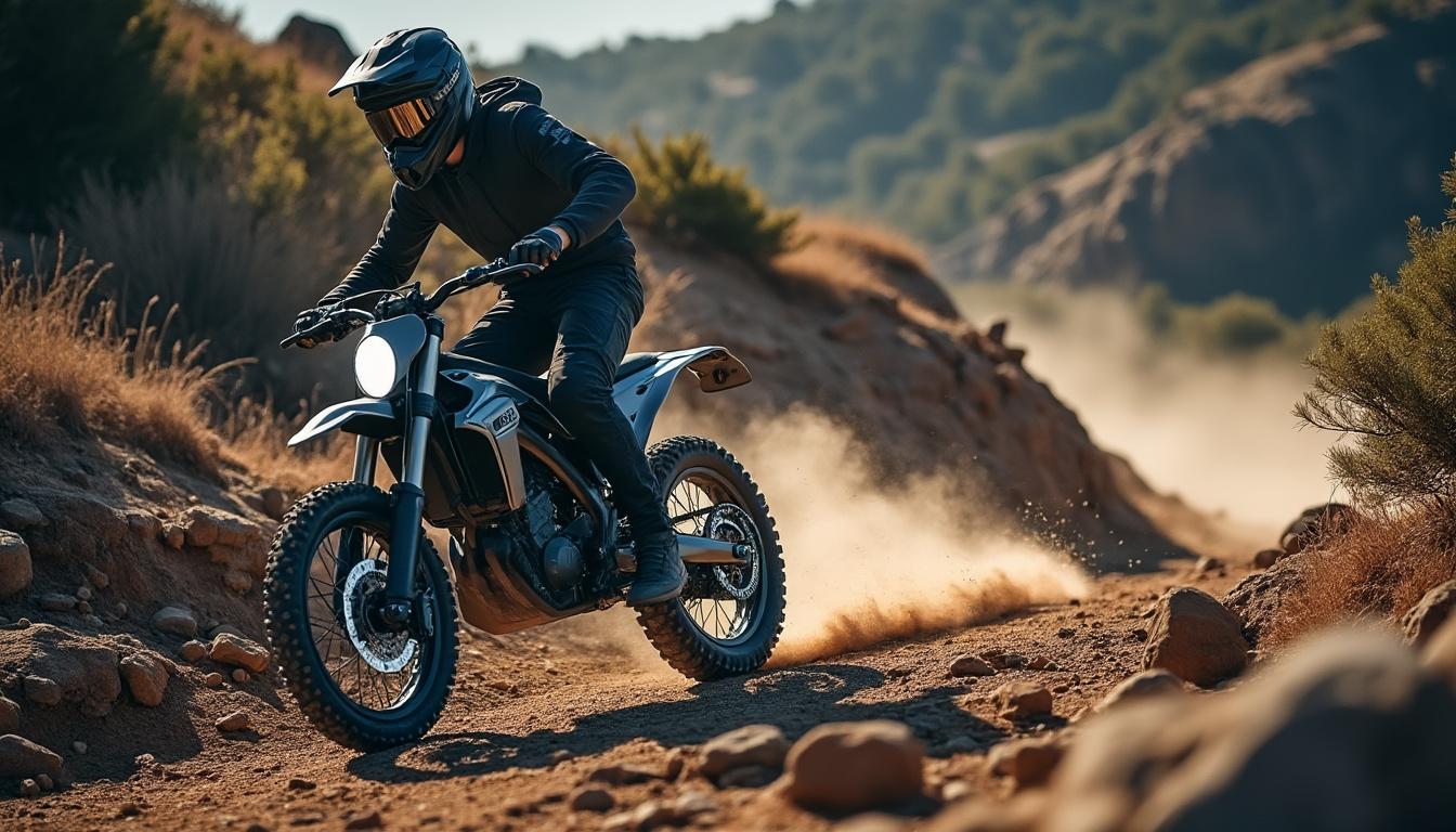 la moto trial électrique oset, idéale pour les jeunes pilotes: sécurité, légèreté, puissance maîtrisée et silence pour apprendre et progresser en confiance.