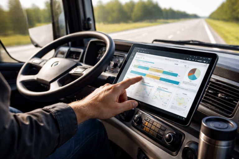 En camion, la tablette tactile sert aussi à gérer tournées et pauses, astuces